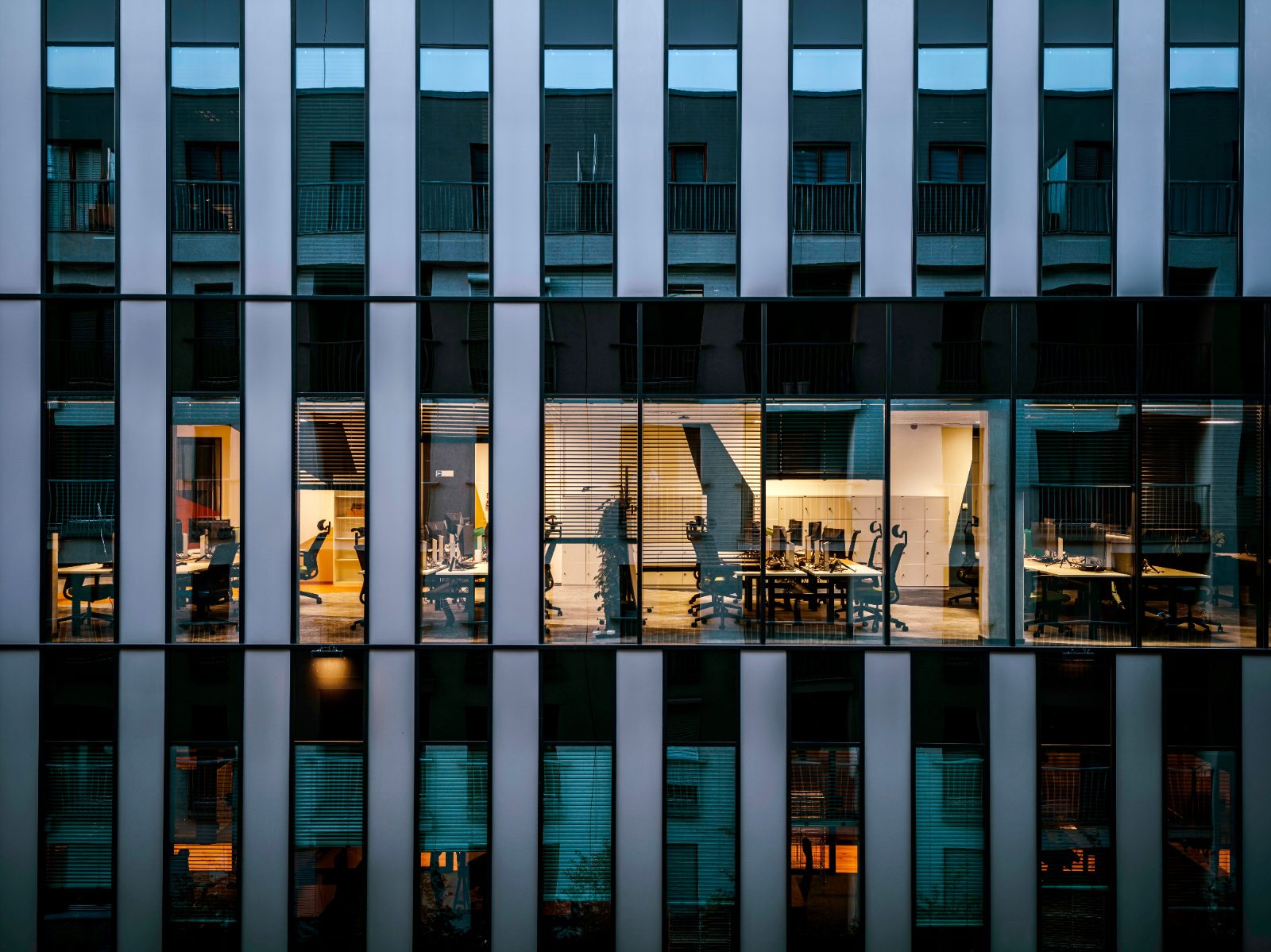 Office building at dusk